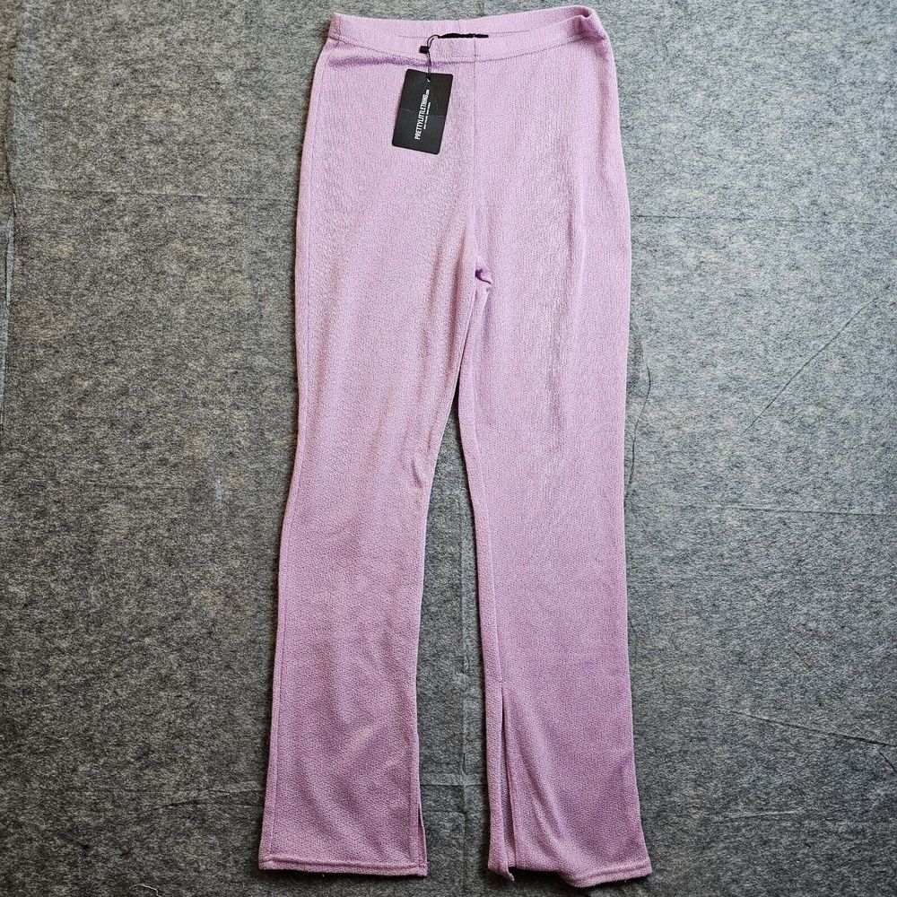 NWT LADIES PINK KNITTED HIGH RISE TROUSERS SIZE M TALL